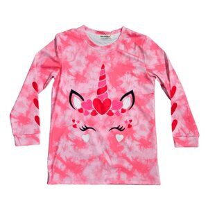 NWOT | BesserBay Pink Tie-Dye Unicorn Top | Heart Graphic | Long Sleeve | Kids L